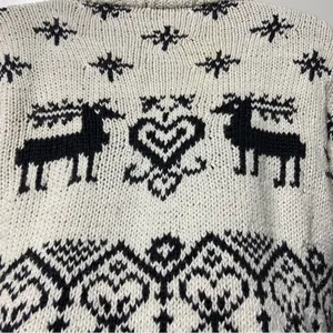 Chunky Knit Christmas Reindeer Fair Isle Sweater Size Small Vintage Glenover thumbnail 5