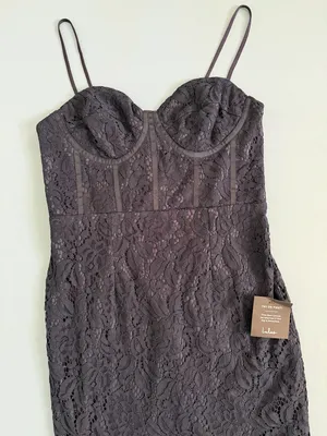 NWT Lulus Found Your Love Navy Blue‎ Lace Sleeveless Trumpet Midi Dress thumbnail 6