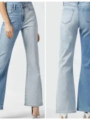 Risen Two-Tone High-Rise Flare Jeans Size 5/27 thumbnail 2