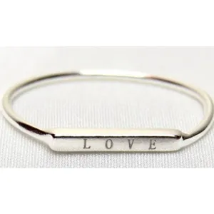 NEW Women's Dainty‎ White Gold-Plated S925 LOVE Bar Ring Size 4 thumbnail 13