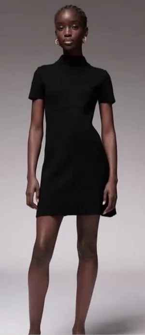Elliatt knit mock neck mini dress black size small EUC shoulder pads thumbnail 1