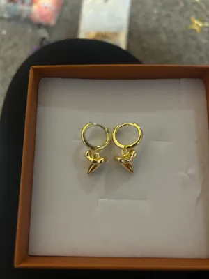 Gold Shark Tooth Earrings thumbnail 2