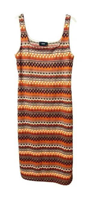 Cider Womens Bright Orange Multicolor Sweater‎ Bodycon Midi Dress Sz 1X thumbnail 1