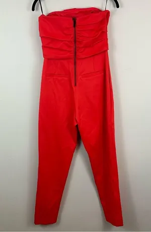 Rachel Rachel Roy | Red Strapless Jumpsuit Ruched Bodice Size 2 thumbnail 7