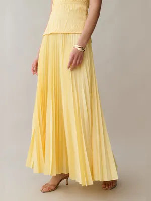 NWT Few Moda Ada Maxi Dress size 6 yellow pleated strapless Amur o.p.t thumbnail 6