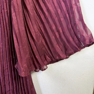 Anthropologie Toulon Pleated Bell Sleeve Mini Dress x Small Burgundy Boho xs NWT thumbnail 5