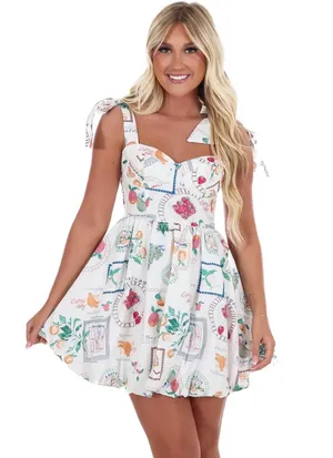Italian summer bubble mini dress White thumbnail 1