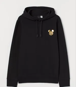 Disney x H&M Black Gold Motif Pullover Hoodie- Size Medium thumbnail 1