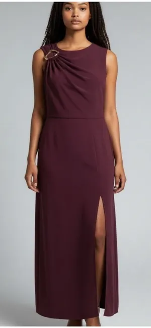 Anna‎ Kay Slit Leg Sleeveless Maxi Dress L Purple Cocktail thumbnail 1