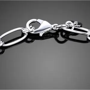 Unisex .925 Sterling Silver circle chain & link 8” bracelet thumbnail 4