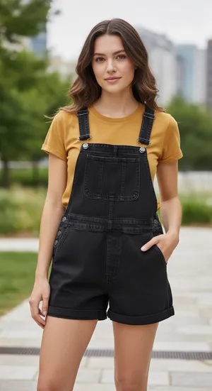 Madewell Denim Short Overalls Black‎ Wash Raw Hem XL Women's Shortalls thumbnail 1