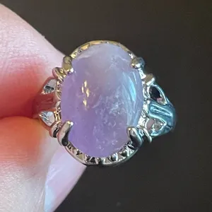 Purple amethyst gemstone S925 silver ring size 5.25 thumbnail 5