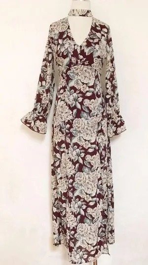 Honey Belle Choker Floral Retro Slit Maxi Dress thumbnail 4