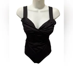 Abercrombie & Fitch Soft Collection Black Thong Bodysuit Sz M Rusched Bust thumbnail 2