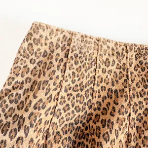 Melanzana Womens‎ Vintage 90s Leopard Print Suede Leather Mob Wife Skirt Size 14 thumbnail 2