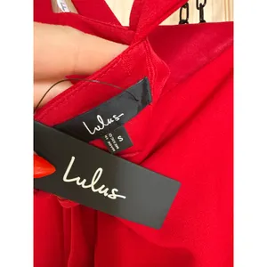 NWT Lulus Perfectly Demure Red Backless Column Maxi Dress Holiday Wedding Size S thumbnail 7