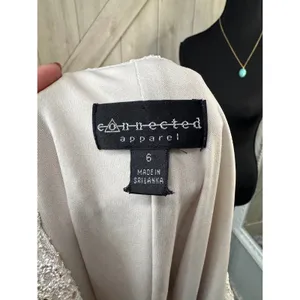 Connected Apparel Vintage Sequined White Lace Faux-Wrap Cocktail Dress - Small thumbnail 8