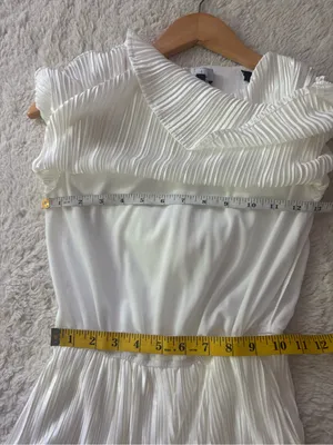 Lulus Chic Lavishness White Satin Plisse Sleeveless Romper Size XXS Bridal Party thumbnail 7