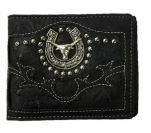 Long Horn Men’s Western Bifold Wallet Black thumbnail 1
