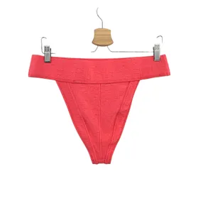 Free People free-est Dylan Lurex High-Waist‎ Bikini Bottom Coral Pink Size XL thumbnail 7