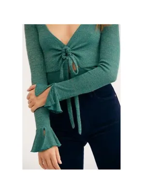 Free people say when metallic green long sleeve top thumbnail 2