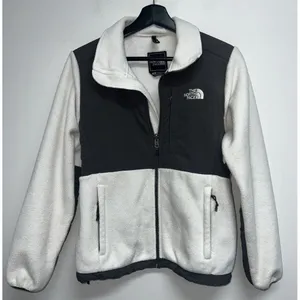 The North Face Denali Fleece Jacket Womens Size S White Gray Polartec Zipper thumbnail 1