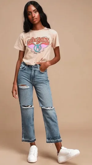Free People Lita Slim-Leg Distressed Jeans Light Wash Size 28 Gently Used Boho thumbnail 1