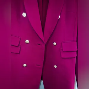 Revolve C/MEO Collective Red Notch Collar Blazer size Small Buttoned Golden thumbnail 4