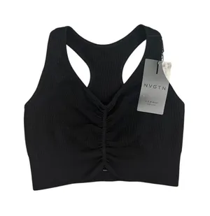 NWT NVGTN Ruched Front Racerback Seamless Sports Bra Black Size Small thumbnail 1
