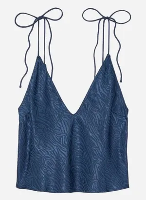 Victoria's Secret Satin Camisole Tank Top in Navy Zebra Animal Print thumbnail 1