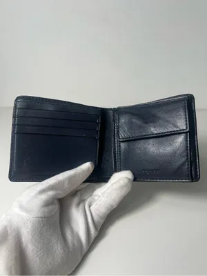 Coach Men's Signature Leather Black & Charcoal Bifold Wallet W/ Coin Pocket thumbnail 9