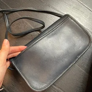 Vintage Navy Blue Genuine Leather‎ Crossbody Bag Gold Turnlock Flap Shoulder Bag thumbnail 5