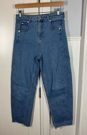 Whistles Denim Barrel Leg Cropped Jeans In Blue Women's Size 28 fall autumn thumbnail 1