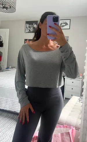 Gray Long Sleeve Cropped Shirt thumbnail 2