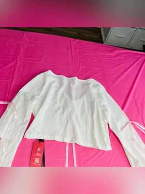 ROMWE White Crop Top with Pink Ribbon Ties thumbnail 10