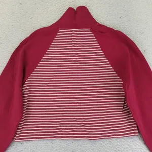 PILCRO Collared Half Zip Red Striped Cropped Quarter Pullover Sweatshirt‎ Medium thumbnail 4