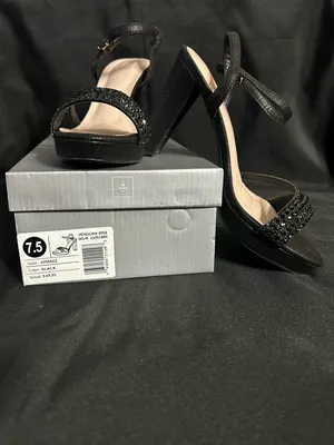 David’s Bridal Women’s Black Rhinestone Prom Party Dress Heels In Box SZ 7.5 thumbnail 12