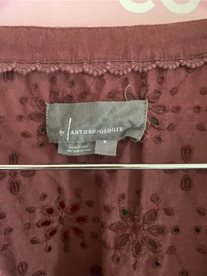Anthropologie Eyelet Embroidered Boho Blouse Top in Small thumbnail 4