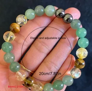 Boho 8mm Citrine & Green Aventurine Bracelet for Prosperity and Calm thumbnail 3