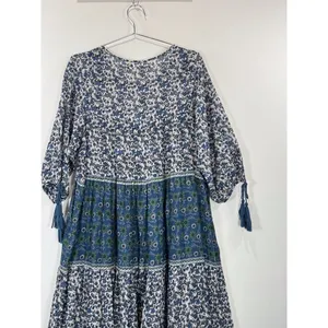 Daughters of India Maxi Dress Blue Floral Ditsy Tiered A Line Flowy Boho Medium thumbnail 10