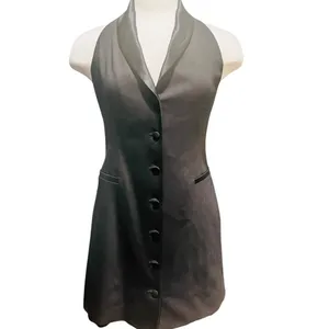 ZARA Halter Black Shawl Collar Tuxedo Dress Black Size Medium thumbnail 6