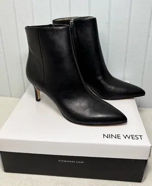 Nine West Black Sheeba Pointed‎ Leather Upper Ankle Booties size 9M  NEW thumbnail 1