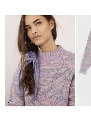 Maeve Anthropologie Rachel Textured Knit Mock Neck Sweater Lavender Women Medium thumbnail 13