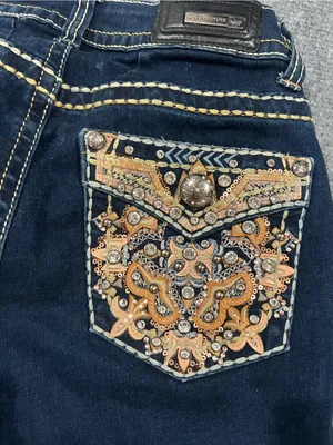 Sexy Couture Rhinestone Flare Jeans - Fits XS/S (Stretch 22" Waist) thumbnail 9