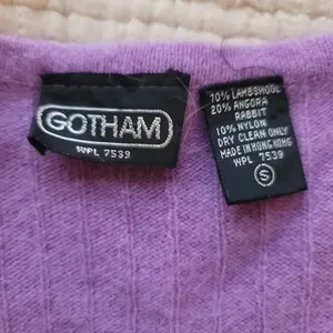 Gotham Vintage Purple V-Neck Women's Sweater Lambswool thumbnail 2