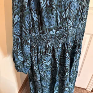 Lane Bryant Dress Womens 24‎ Blue Green Smocked shoulder Long Sleeve Midi dress thumbnail 3