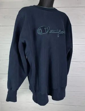 Vintage Champion Reverse Weave Sweatshirt Crewneck Large Blue Embroidered Women thumbnail 6