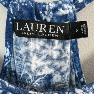 Lauren Ralph Lauren Midi Dress Small Blue‎ Floral Side Slits Sleeveless thumbnail 9