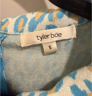 Tyler Boë Animal Print Collared Kristen Dress Cream Blue Tan thumbnail 6
