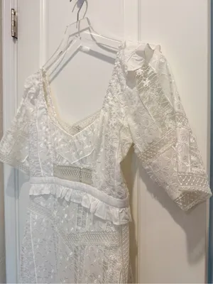 FOR LOVE AND LEMONS Amandine Mini‎ Dress Embroidered White Ivory Lace size XS thumbnail 7